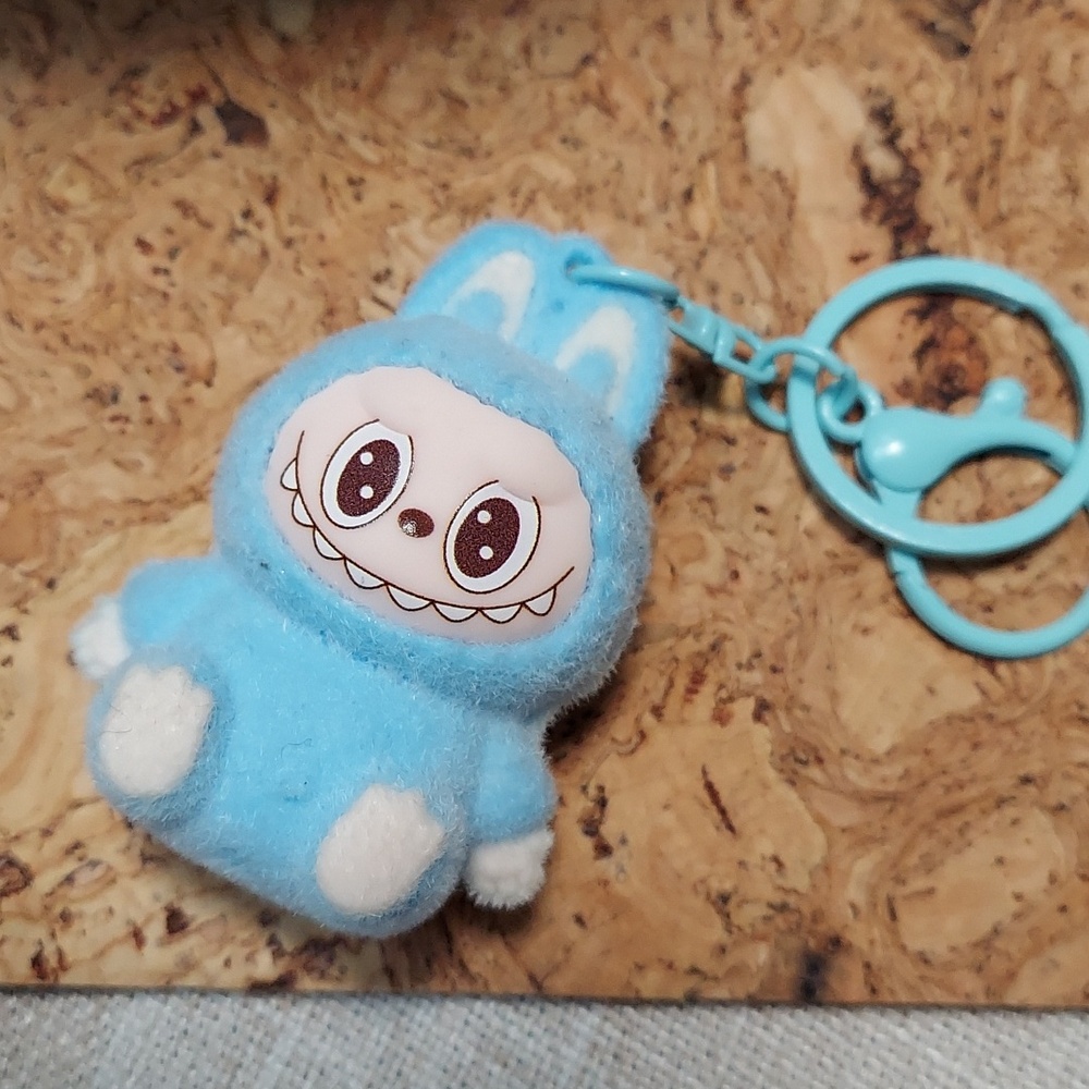 Keychain Animation Labubu Fuzzy Resin, Blue Chain - Picture 5 of 6